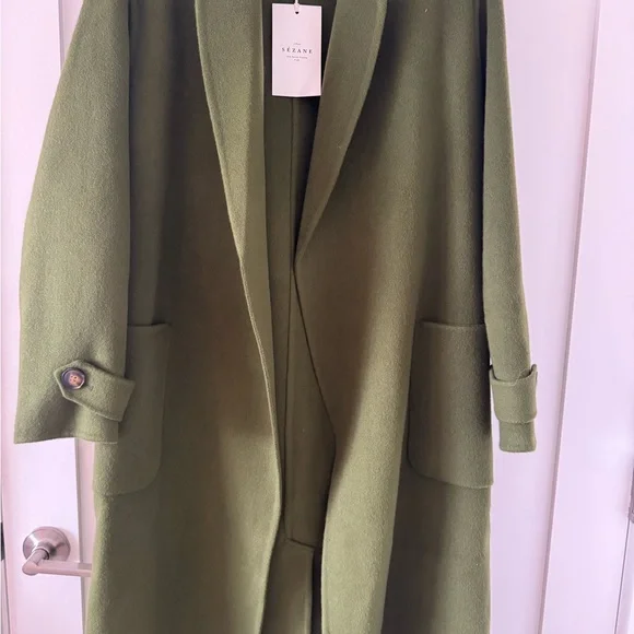 Sezane Mederick wool coat green size 38/US6 NWT